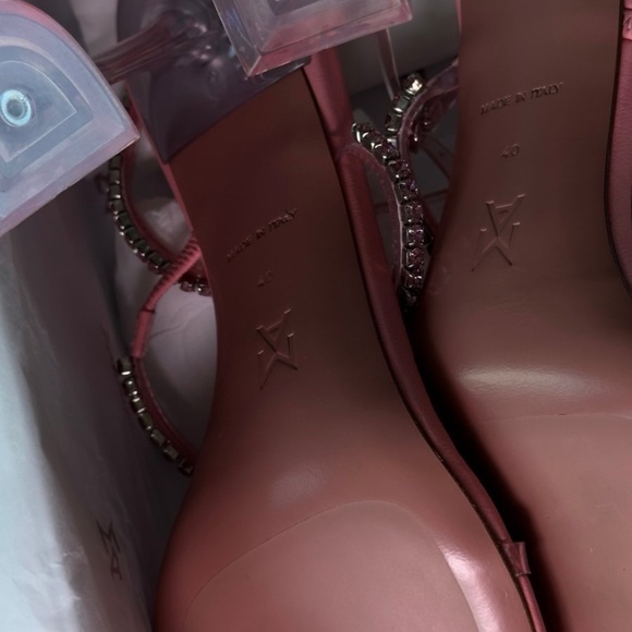 Amina Muaddi Gilda Pink Glass Sandals Size 40 - Picture 9 of 12